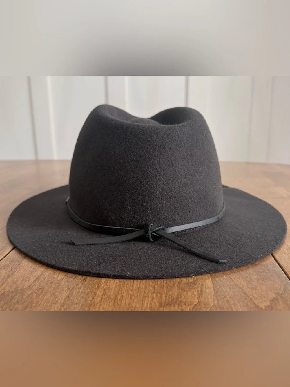 Brixton Wesley Packable Fedora in Washed Black with Black Leather Strap Sz Large